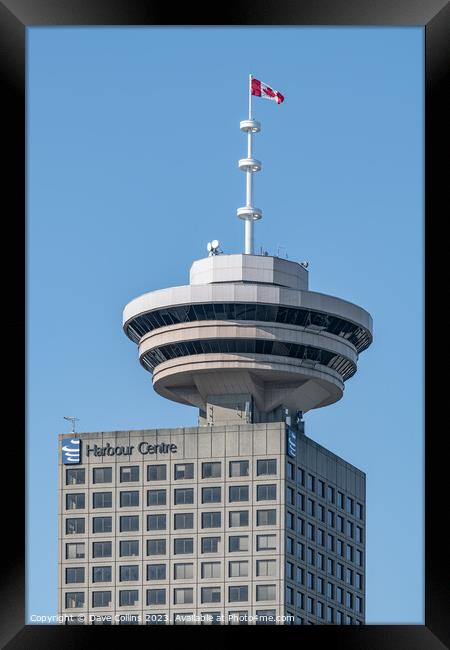 The Vancouver Lookout at the top of the Harbour Centre building with the Canadian flag, Vancouver, Canada Framed Print by Dave Collins