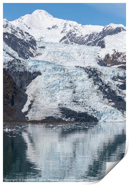 Tidewater Glacier reflected in the calm waters of College Fjord, Alaska, USA Print by Dave Collins
