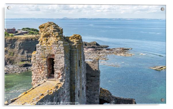 The top of the wall of Tantallon Castle with the North East tower, North Berwick, East Lothian, Scotland Acrylic by Dave Collins