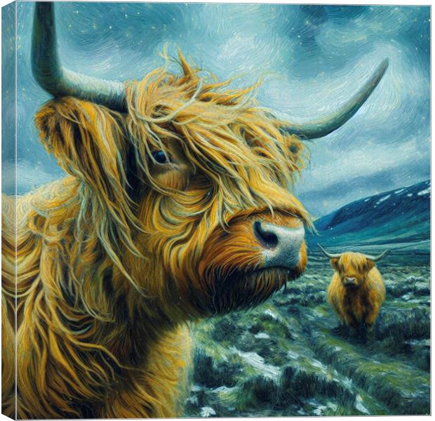 Highland cow,Bad hair day Canvas Print by kathy white