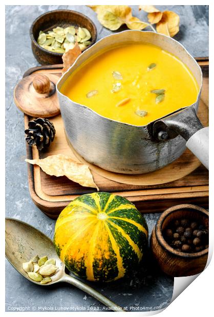 Soup cream of pumpkin Print by Mykola Lunov Mykola