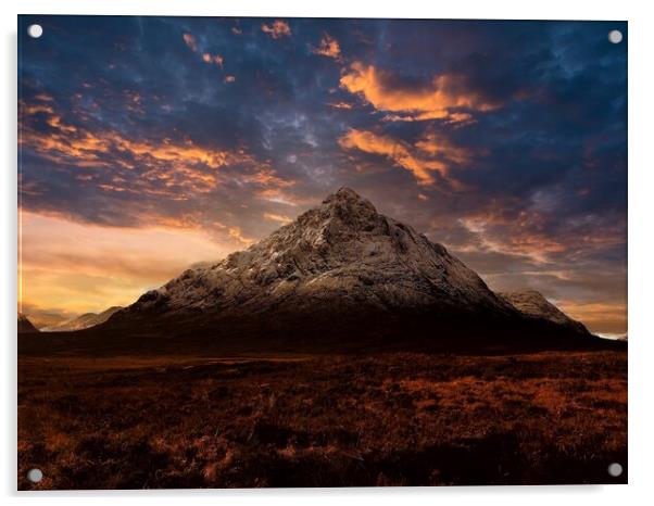 Buachaille Etive Mor Dusk Acrylic by Kevin Hunter