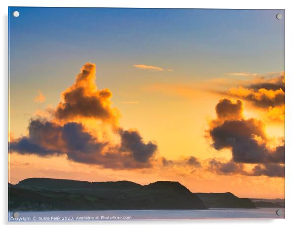 October Sunrise over the Jurassic Coastline in Wes Acrylic by Susie Peek