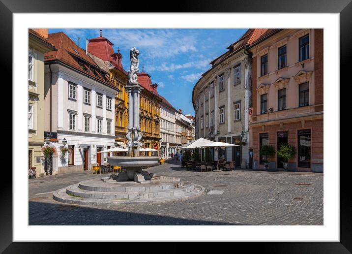 The Upper Square In Ljubljana Old Town Framed Mounted Print by Artur Bogacki