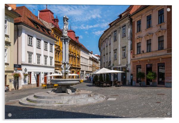 The Upper Square In Ljubljana Old Town Acrylic by Artur Bogacki