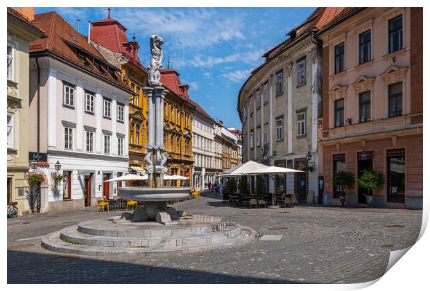 The Upper Square In Ljubljana Old Town Print by Artur Bogacki