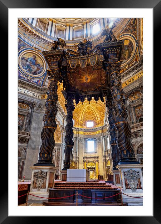 Papal Altar And Baldacchino In St Peter Basilica Framed Mounted Print by Artur Bogacki