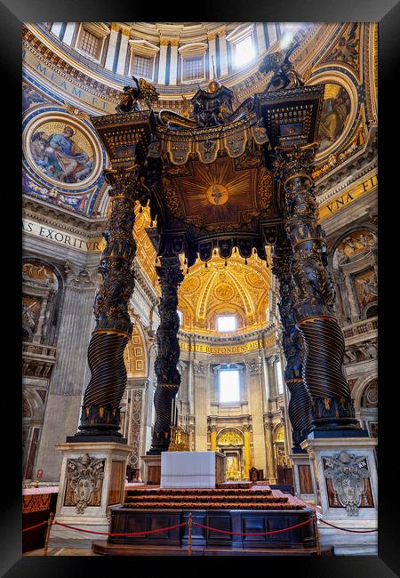 Papal Altar And Baldacchino In St Peter Basilica Framed Print by Artur Bogacki