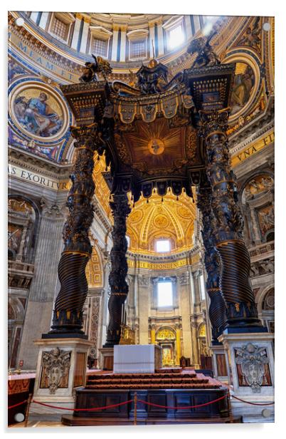 Papal Altar And Baldacchino In St Peter Basilica Acrylic by Artur Bogacki