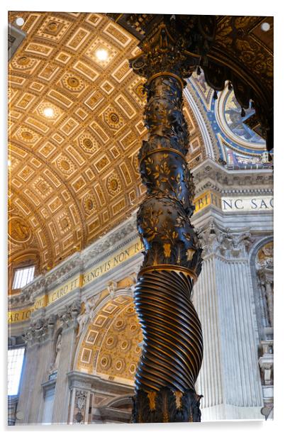 Baldacchino Column By Bernini In St Peter Basilica Acrylic by Artur Bogacki