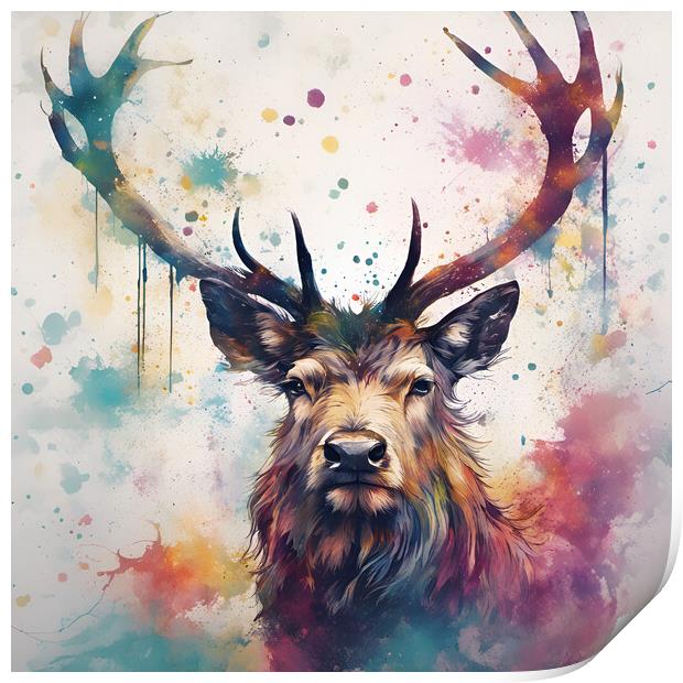 Highland Stag Portrait Print by Picture Wizard