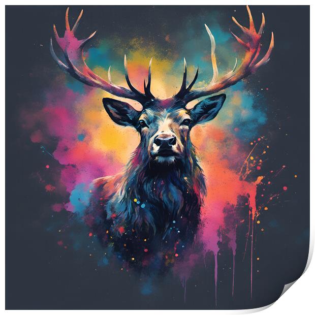 Highland Stag Portrait Print by Picture Wizard