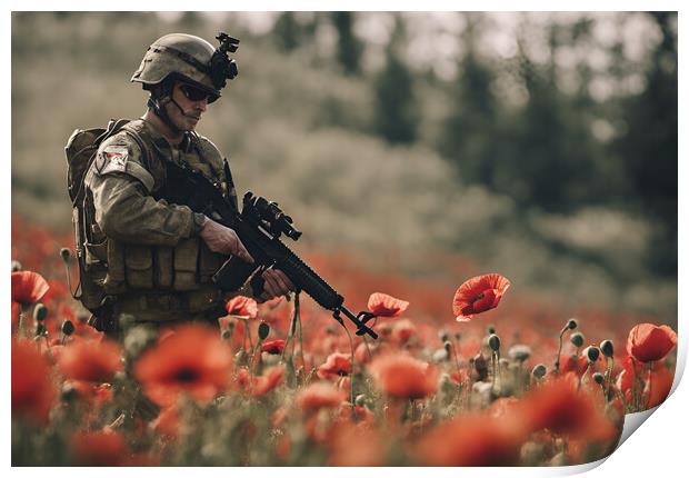 Poppy Field Soldier Print by Picture Wizard