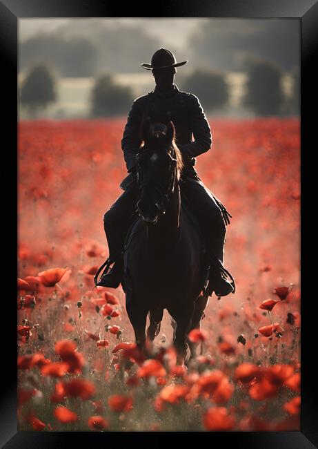 Mounted Cavalry Poppy Framed Print by Picture Wizard
