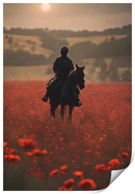 Mounted Cavalry Poppy Print by Picture Wizard