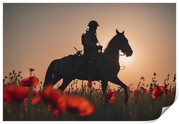 Mounted Cavalry Poppy Print by Picture Wizard