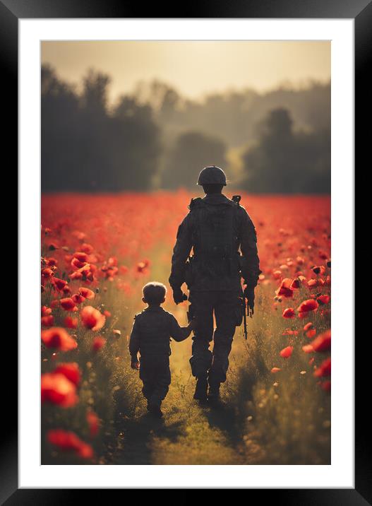 Father Soldier Framed Mounted Print by Picture Wizard