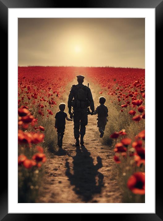 Father Soldier Framed Mounted Print by Picture Wizard