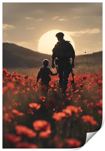 Father Soldier Print by Picture Wizard