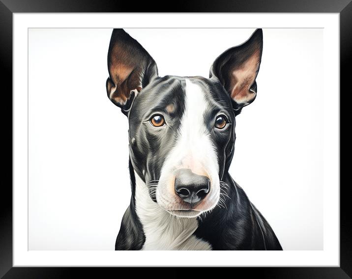 Bull Terrier Pencil Drawing Framed Mounted Print by K9 Art