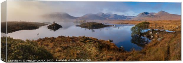 Mist rolls off Lochan Na H' Achlaise Scotland 946  Canvas Print by PHILIP CHALK