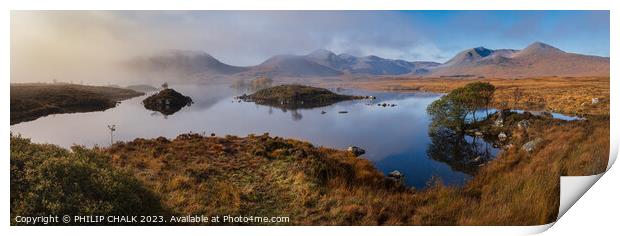Mist rolls off Lochan Na H' Achlaise Scotland 946  Print by PHILIP CHALK