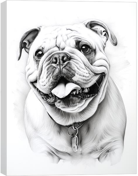Bulldog Pencil Drawing Canvas Print by K9 Art