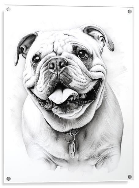 Bulldog Pencil Drawing Acrylic by K9 Art