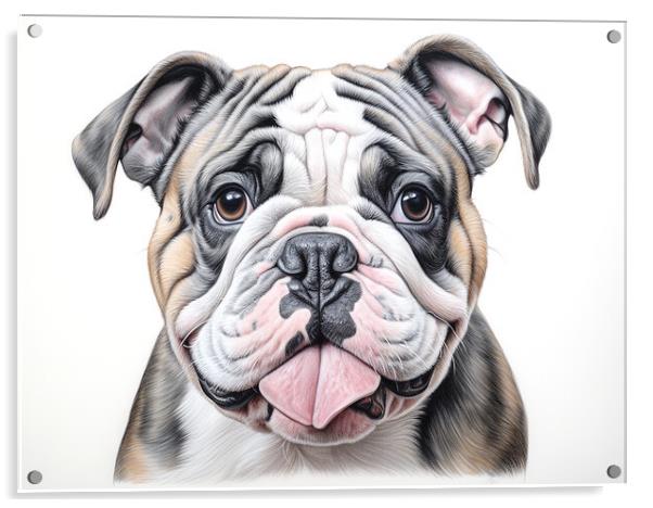 Bulldog Pencil Drawing Acrylic by K9 Art