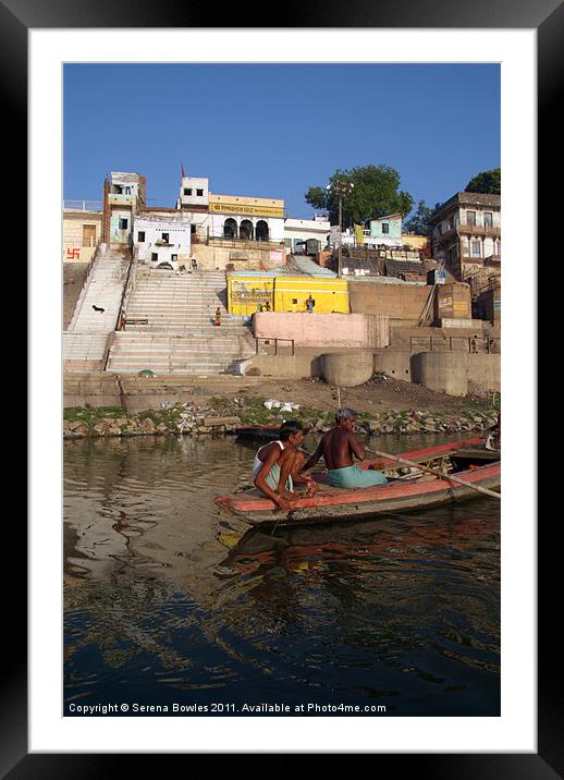 Two Men in a Boat by Nishradraj Ghat Framed Mounted Print by Serena Bowles