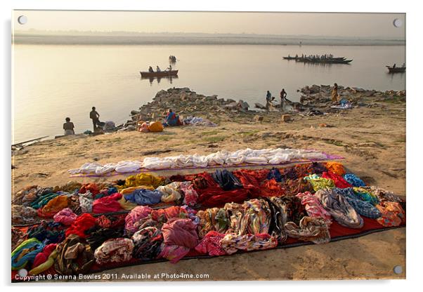 Waiting to be Washed, Banks of River Ganges, Varan Acrylic by Serena Bowles