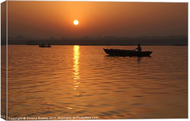 Sunrise on the Ganges Canvas Print by Serena Bowles