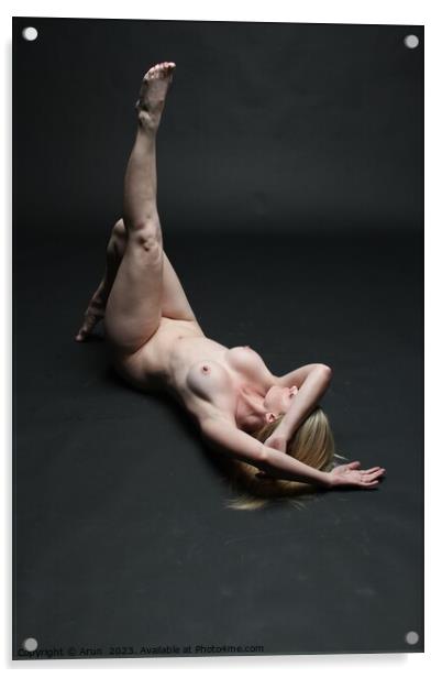 Nude white model in studio Acrylic by Arun 