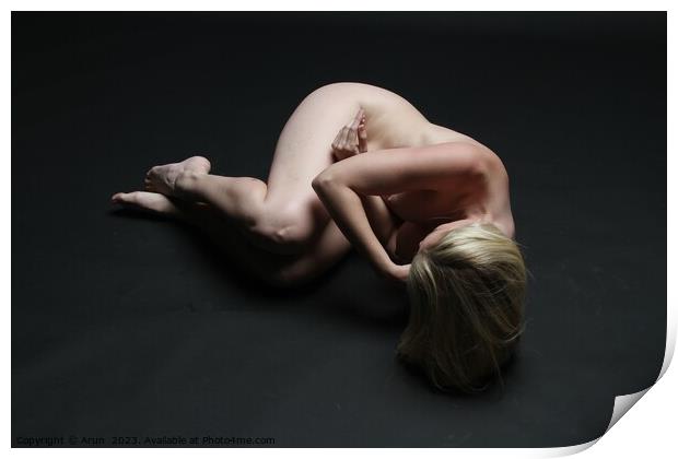 Nude white model in studio Print by Arun 