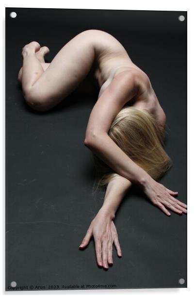 Nude white model in studio Acrylic by Arun 