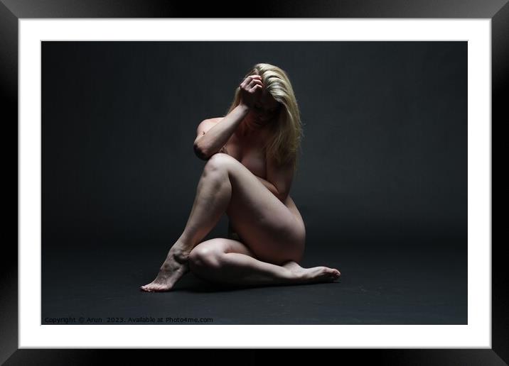 Nude Model in studio Framed Mounted Print by Arun 