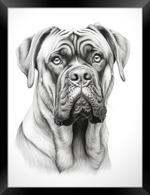 Bullmastiff Pencil Drawing Framed Print by K9 Art