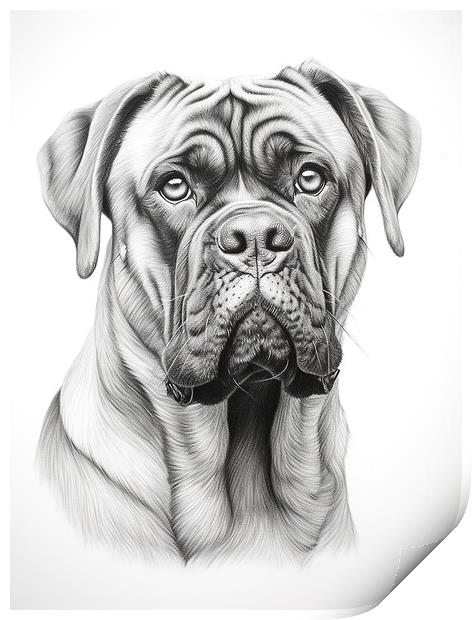 Bullmastiff Pencil Drawing Print by K9 Art