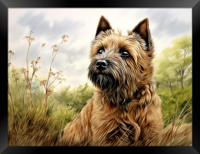 Cairn Terrier Pencil Drawing Framed Print by K9 Art