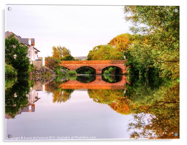 Dawn reflections at Margy Bridge Acrylic by David McFarland