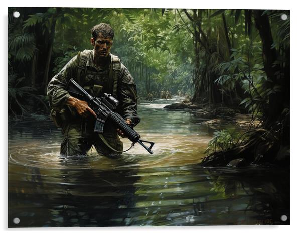 Jungle Warfare Acrylic by Steve Smith