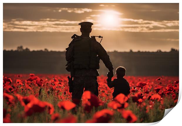 Poppy field soldier Print by Picture Wizard
