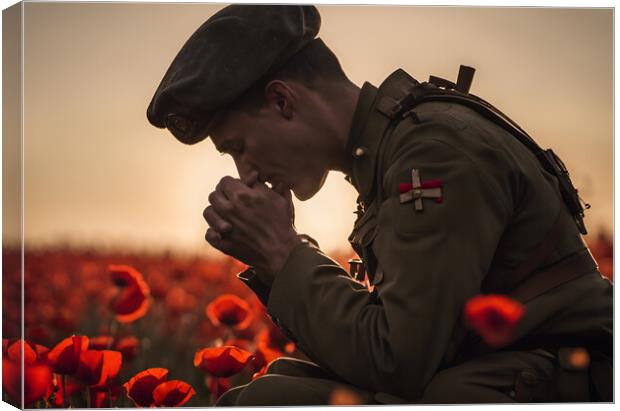 Praying Soldier Canvas Print by Picture Wizard