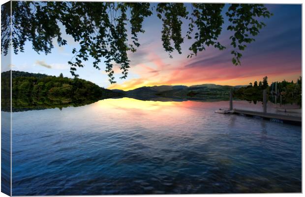 Bowness On Windermere Sunset Canvas Print by Alison Chambers