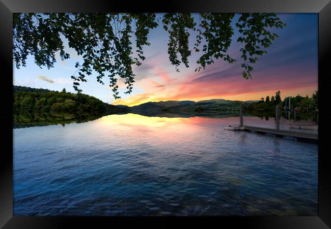 Bowness On Windermere Sunset Framed Print by Alison Chambers
