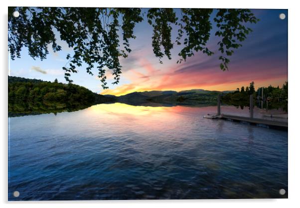 Bowness On Windermere Sunset Acrylic by Alison Chambers