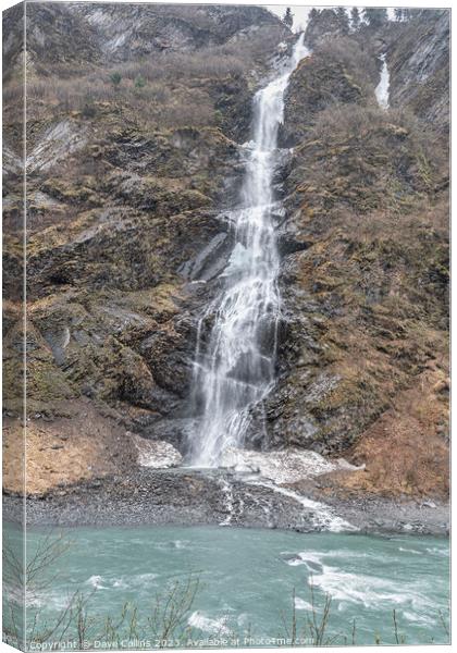 Bridal Veil waterfall on Highway 4, east of Valdez, Alaska, USA Canvas Print by Dave Collins
