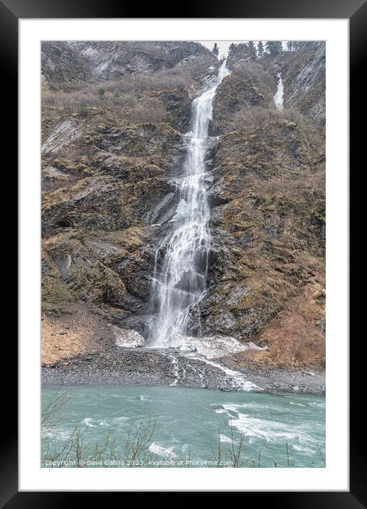 Bridal Veil waterfall on Highway 4, east of Valdez, Alaska, USA Framed Mounted Print by Dave Collins
