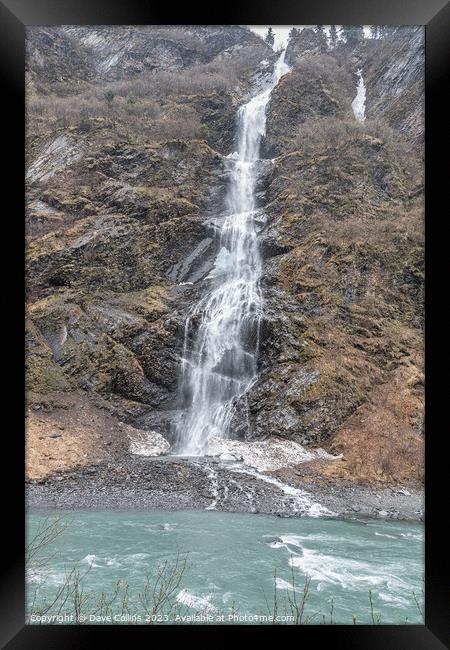 Bridal Veil waterfall on Highway 4, east of Valdez, Alaska, USA Framed Print by Dave Collins