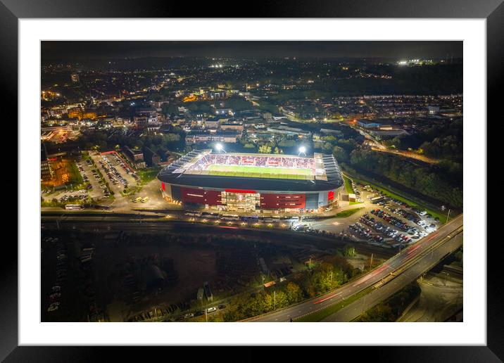New York Stadium Match Night Framed Mounted Print by Apollo Aerial Photography